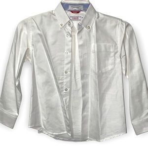 𝅺izod Boy’s White Button Down Dress Shirt Size Small 6/7